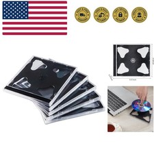 10.4 mm Standard Double 2 Discs Capacity Clear CD Jewel Case with Black Tray,...