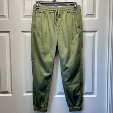 Gap Women  s Elastic Waistband Twill Jogger Pants  Self-tie Olive Size M