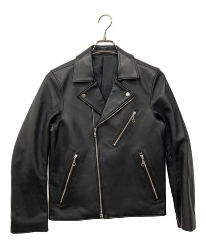 LIDnM Double Leather Riders Jacket Made in Japan Men's Size S Black - product listing photo