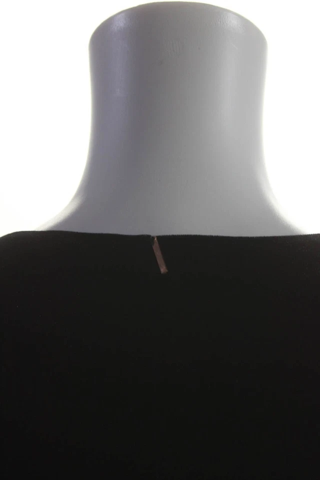 Vestido negro Misa para mujer de terciopelo con volantes manga larga cuello en V talla XS Foto 4 de 4