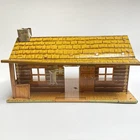 1950s Marx Bar-M-Ranch Tin Litho Log Cabin Playset Wild West Cowboys