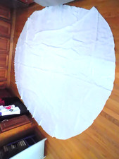 110" W x 105"L White Damask Linen Oval Banquet Size Tablecloth