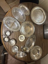 Whole Set Of Silver Plated Bowl, Platters, Plates, and Cups.