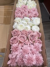 70PC Artificial Flower Head Without Stems ES2 Dusty Rose  White