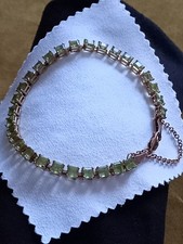Gold peridot bracelet - 10k hallmark & 29 gemstones