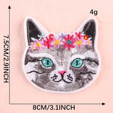 1 piece Embroidered Iron-On Applique patch cat 3  1/4 inch