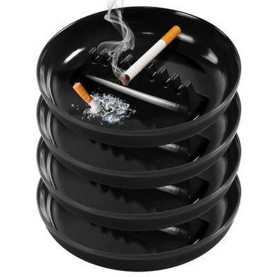 Grovind Plastic Ashtrays for Cigarettes and Cigars, Indoor One Size, 4 Black 