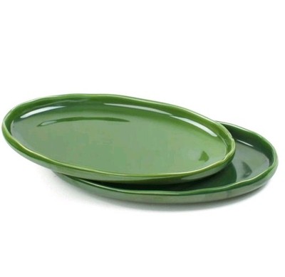 Vicrays Keramik Servierplatte Tablett extra groß oval 14,5 Zoll Porzellan Abendessen