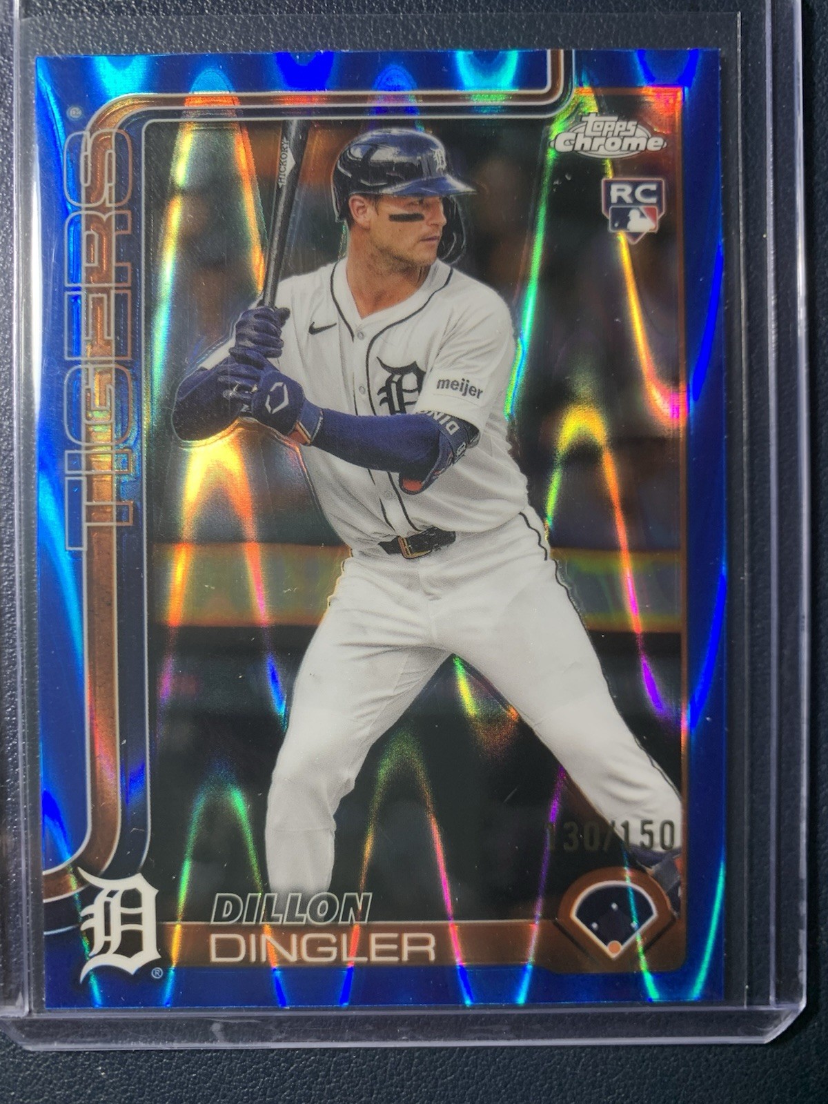 Dillon Dingler 2025 Topps Chrome Blue RayWave Refractors /150 #274 RC Tigers