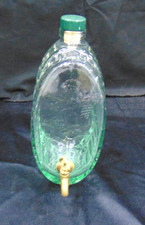 Green Italian Glass Wine Dispenser Cork Top brass Spigot  Vine Design