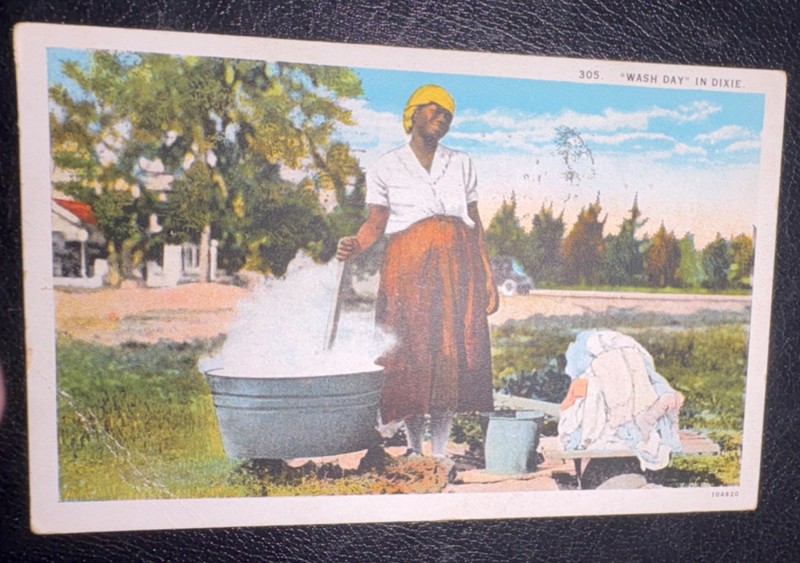 1935 Linen Postcard Wash Day in Dixie Asheville Post Card High Point NC Postmark
