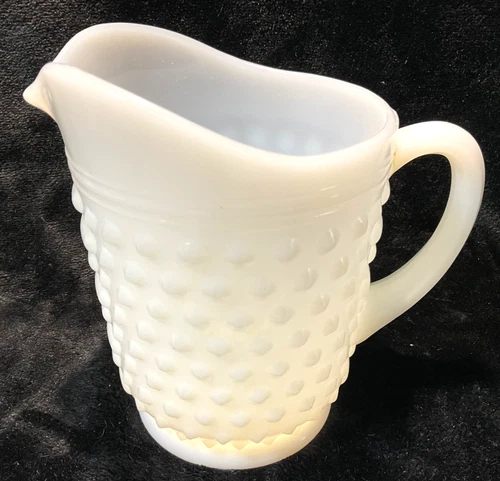 Vintage #13 Hobnail Small White Milk Glass Pitcher 5.25” H