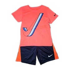 Nike Boys Size 7 Dri Fit Logo Graphic Shirt Shorts 2 Piece Set NWT