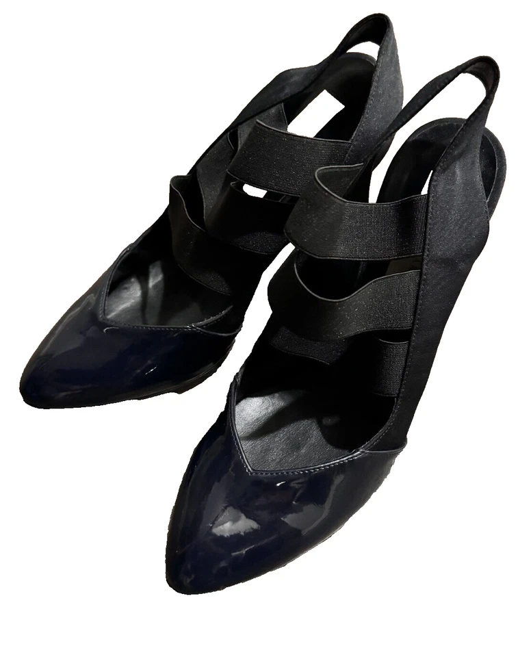 Stella McCartney 鞋 海军蓝和黑色漆皮绑带高跟鞋 37 码鞋 — 第 2/4 张图片