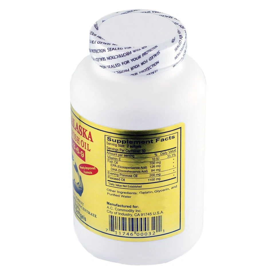 Óleo de peixe Gold Vitamin Golden Alaska Deap Sea ômega 3-6-9 1000 mg 200 SG - Imagem 2 de 3