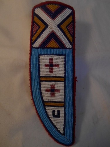 Native American Beaded Knife Sheath - Brain-tanned hide - Loop Holder for belt - Picture 4 of 5