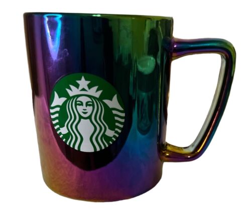 Starbucks Irridescent Oil Slick Rainbow Holographic Coffee Mug NEW - Picture 1 of 6
