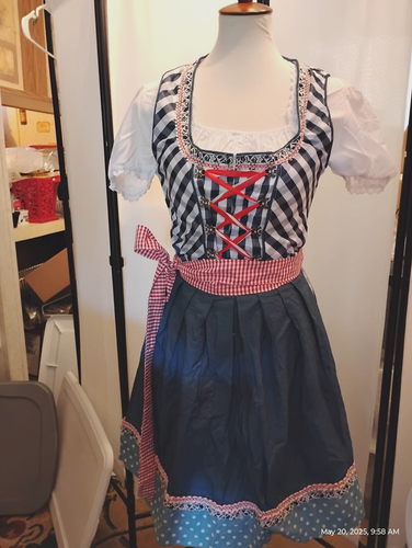 US 10/12, Waitress,Costume,Oktoberfest,Germanfest Dirndl Dress,3-pc. Blue, RED