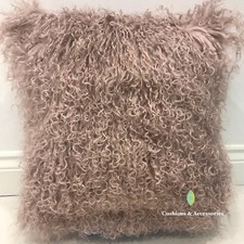 CO-SY 40x40CM GENUINE MONGOLIAN SHEEPSKIN LONG CURLY LAMB WOOL FUR CUSHION COVER