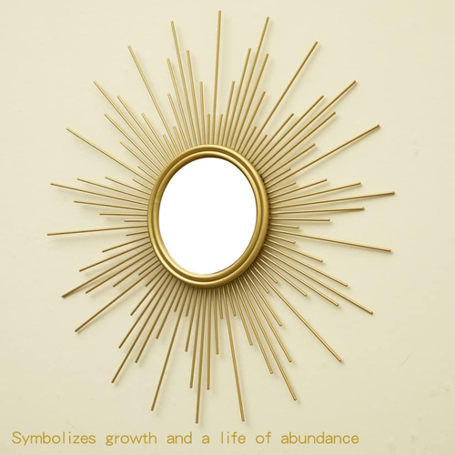 Sunburst Mirror, 24" Boho Mirror, Gold Sun Decorative Mirrors for Wall Decor, Sm - 第 3/8 張圖片