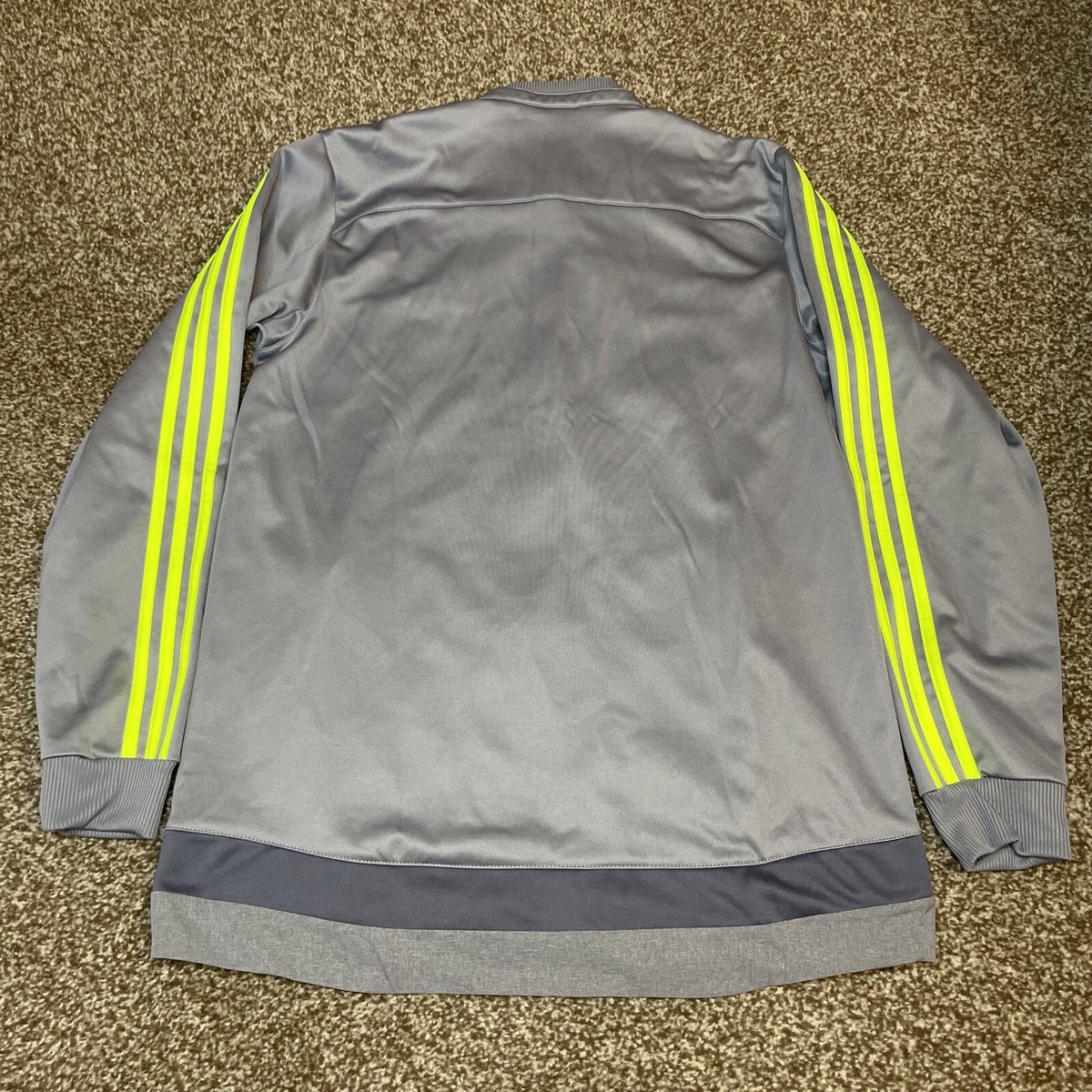 Adidas Real Madrid Track Jacket Mens Large Gray Neon