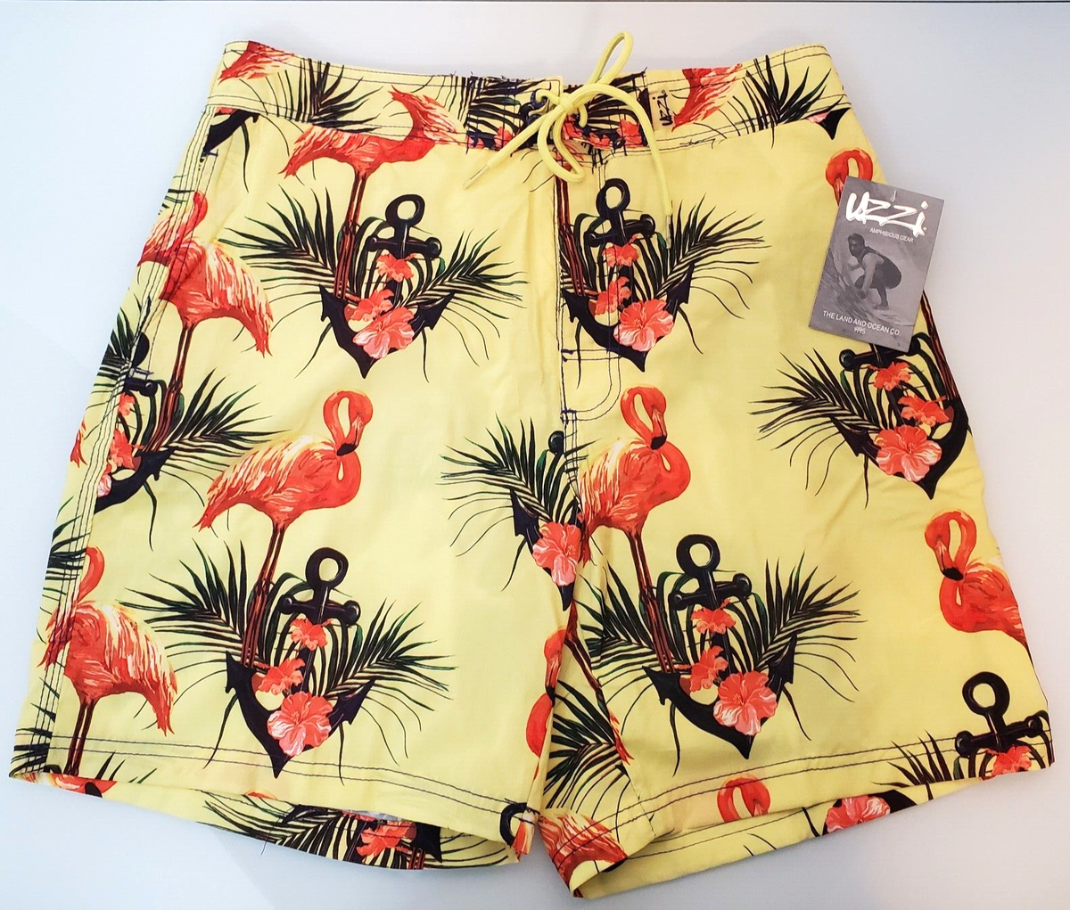 Uzzi Amphibious Gear Mens Yellow Flamingo Tropical Swim Surf