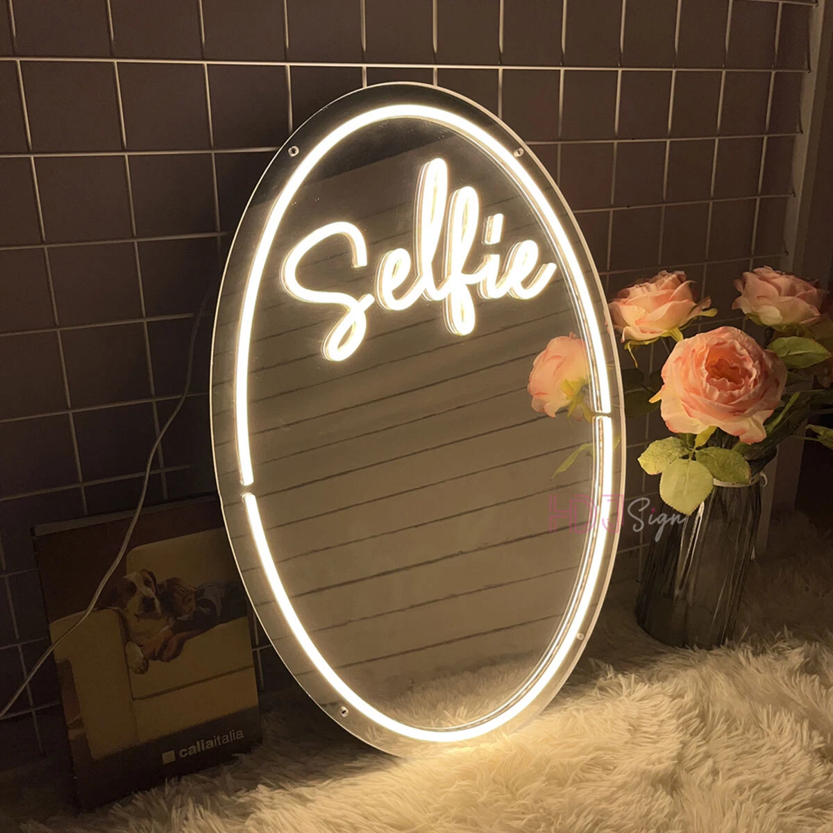 Selfie Mirror Neon Sign Lights Birthday Bedroom Wall Decor Gifts