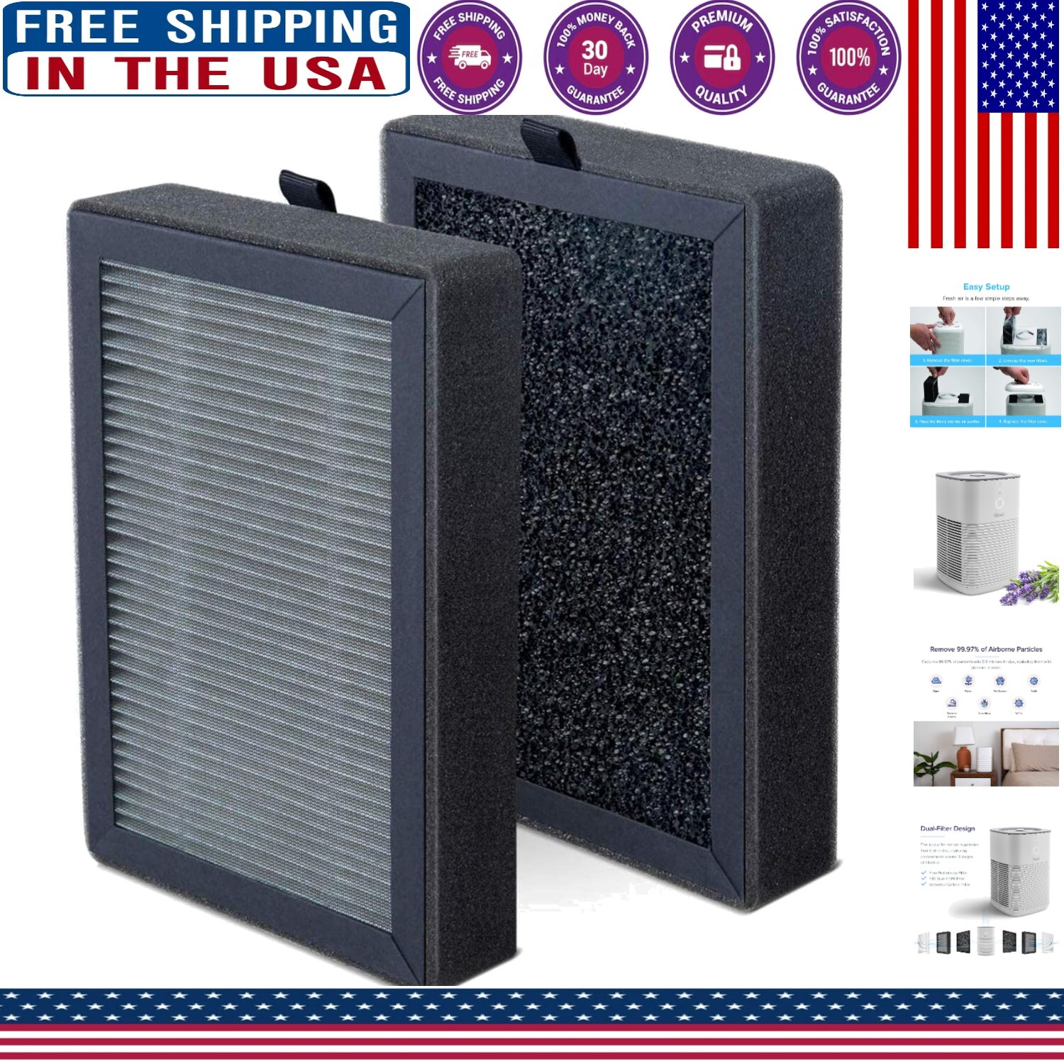 User-Friendly 3-Stage Replacement Filter for LV-H128 Air Purifier - Efficient