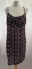 Boohoo Black Floral Dress Size 16 Sleeveless Short Polyester Womens