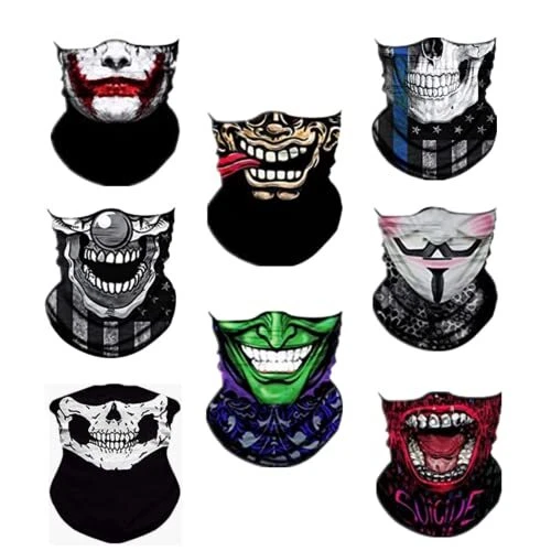 8 Pcs Balaclava Skull Face Mask for Outdoor Sports Motorcycle Headband
