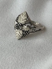 Wheeler Mfg Sterling Ring Leaf Leaves Berries Vtg 925 Silver Size 9.75  #A5C01
