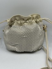 Vintage Whiting  Davis International White Mesh Drawstring Purse Bag