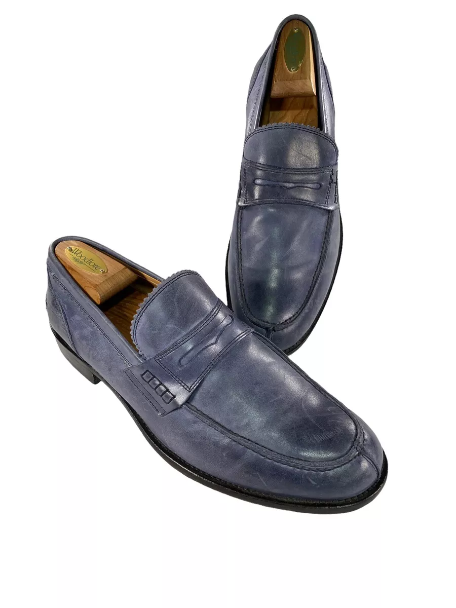 BATA MENS BLUE LEATHER LOAFERS SHOES 42/US.8.5 eBay