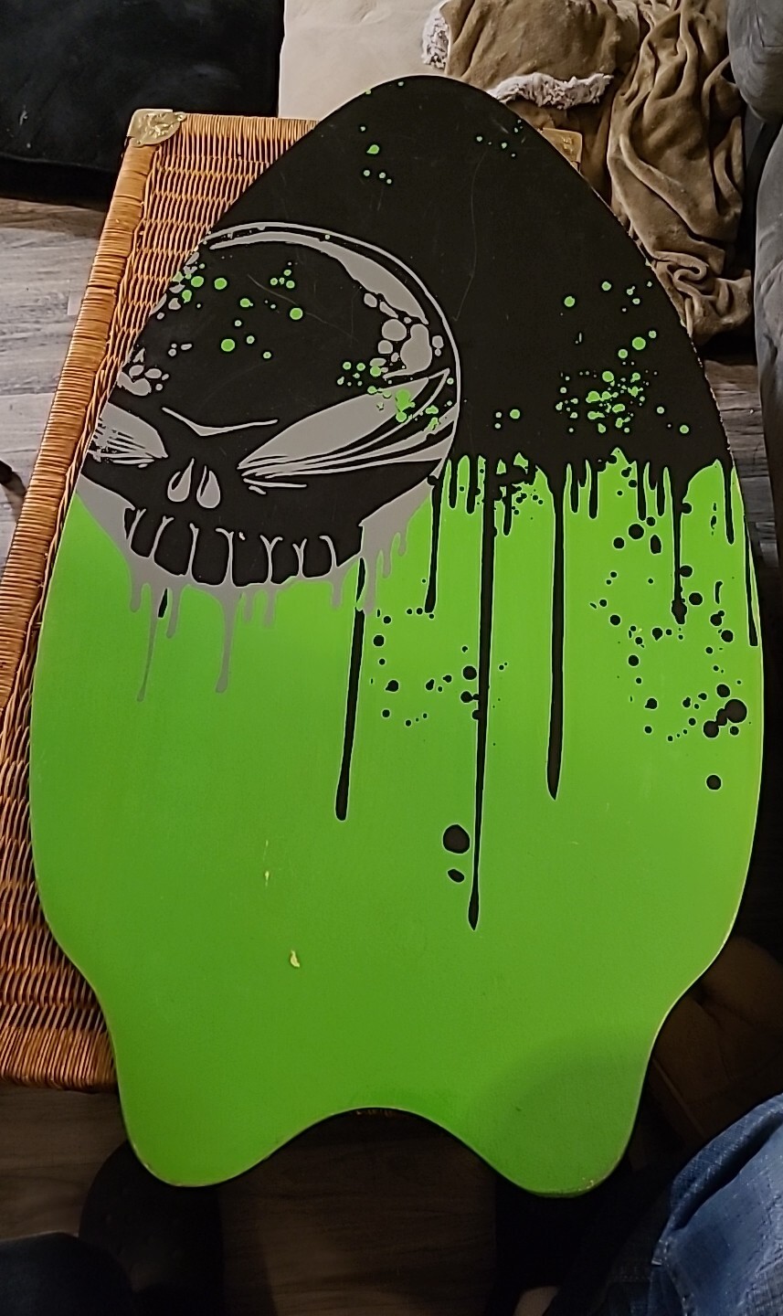 Skim Lizard Skim Board Bright Colorful Green Skull Boogie Board Beach 20"/36"