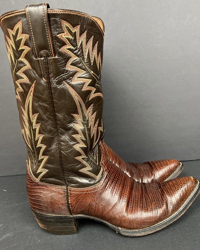 JUSTIN 9026 Mens Sz 8D Brown Teju Lizard Leather EXOTIC Cowboy Western Boots VTG - Picture 6 of 20
