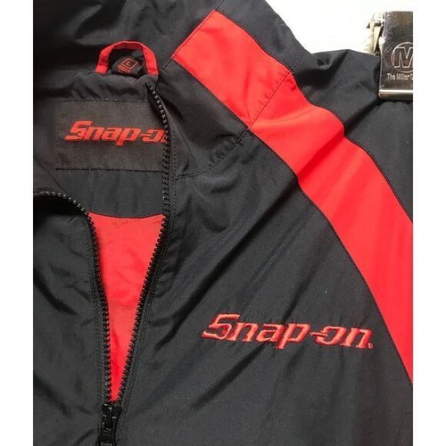 Snap-on Tools Official Mechanic Full Windbreaker Jacket Black Red Work Wear Zipu - Picture 3 of 7