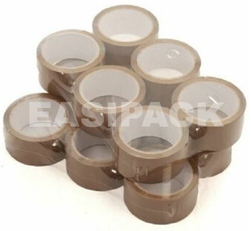 12 ROLLS OF BUFF BROWN PARCEL PACKING TAPE PACKAGING CARTON SEALING 48MM X 66M
