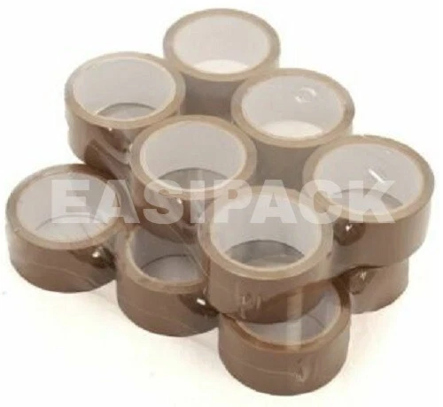 EASIPACK 12 ROLLS OF BUFF BROWN PARCEL PACKING TAPE PACKAGING CARTON SEALING 48MM X 66M