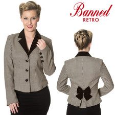 Banned Apparel Brown Swept Off Her Feet 50s Houndstooth Jacket