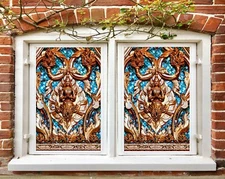 3D Golden Flower A516 Window Film Print Sticker Cling Stained Glass UV Zoe