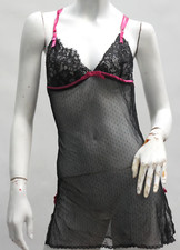 Victoria's Secret Sheer Black Lace Babydoll Slip Nightgown Camisole Lingerie