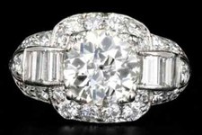 Art Deco 935 Real Silver 2.79 Carat Old European Cut CZ Classic Engagement Ring