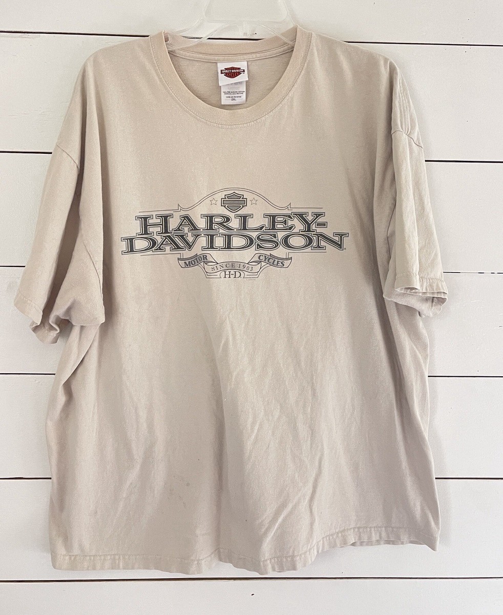 Vintage Hanes Beefy-T Harley Davidson Short Sleeve Tan Tee Vintage Hanes Beefy-T Harley Davidson Short Sleeve Tan Tee