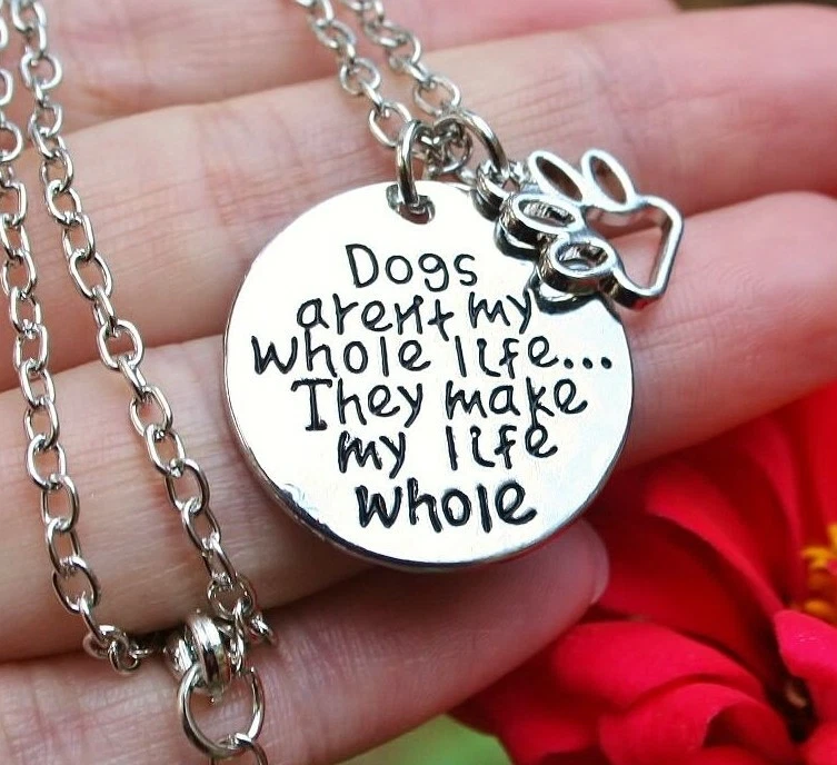 Dog Mom Necklace Dogs Aren t My Whole Life They Make Paw Print Charm USA FAST