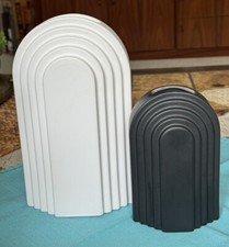 PAIR Black 6.26” And White 9.25” Art Deco Style Vases