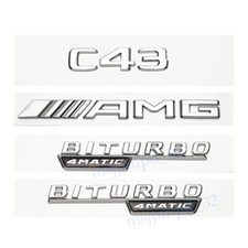 Für Mercedes Benz C43 AMG BITURBO 4MATIC Silber Car Nummer Emblem Aufkleber Für Mercedes Benz C43 AMG BITURBO 4MATIC Silber Car Nummer Emblem Aufkleber