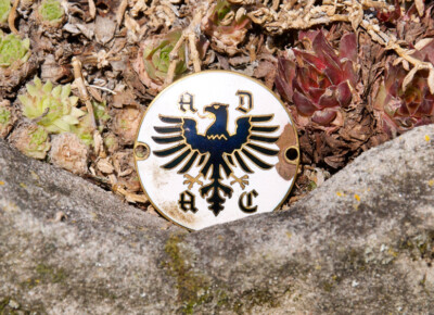 VINTAGE ENAMEL AUTOMOBIL CAR CLUB BADGE # ADAC GENERAL GERMAN AUTOMOBILE CLUB