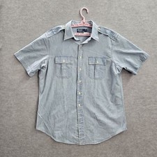 Polo By Ralph Lauren Men Button Up Shirt XL Light Blue Short Sleeve