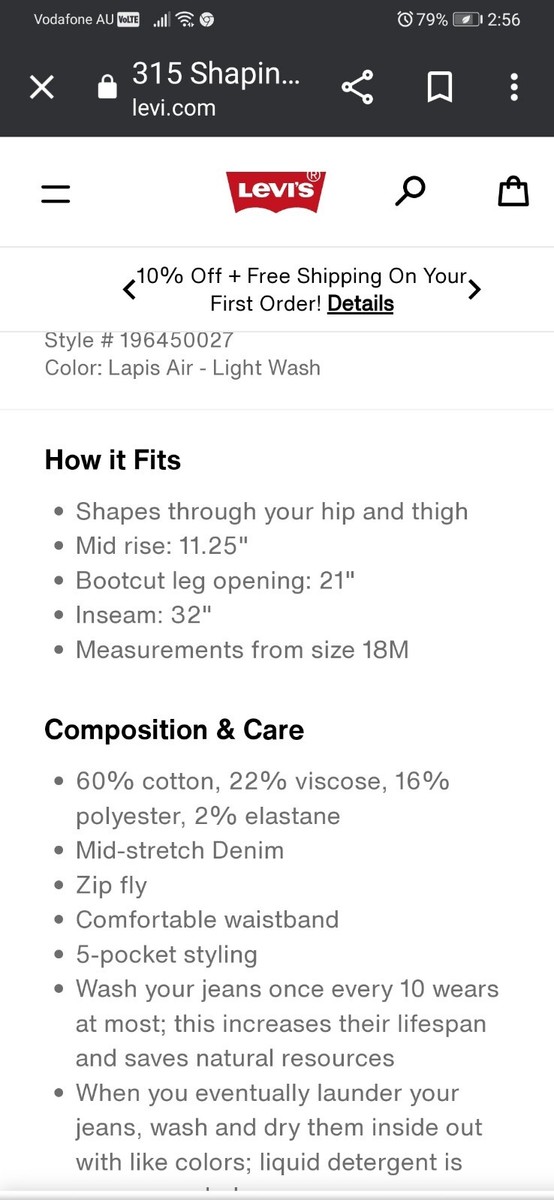 LEVIS 315 Plus Size Sz 20W Shaping Bootcut Jeans Lapis 1964590027