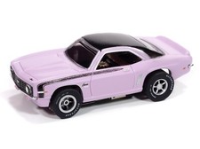 69 Chevy Camaro-Orchid  Black Electric HO Slot Car X-Traction Auto World Hobby